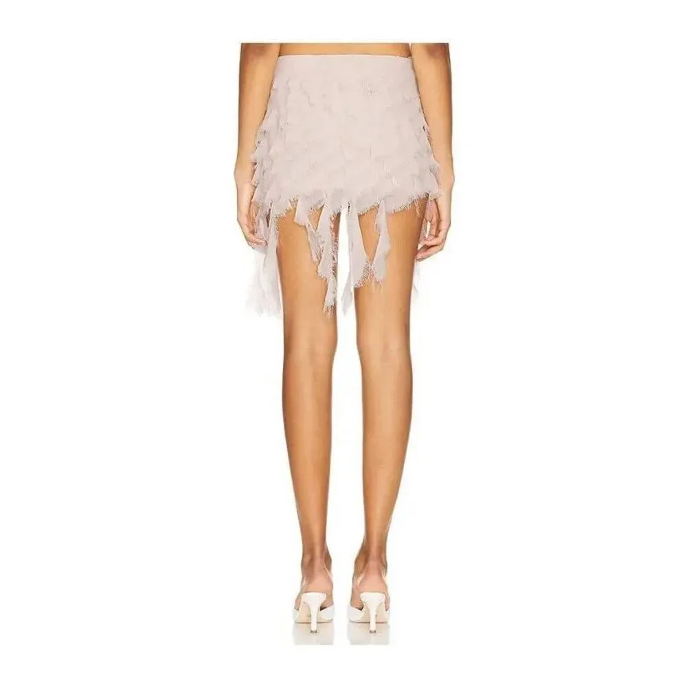 Loba Adara Georgette Raw Tiered Trim Fairy Mini Skirt Sz. L